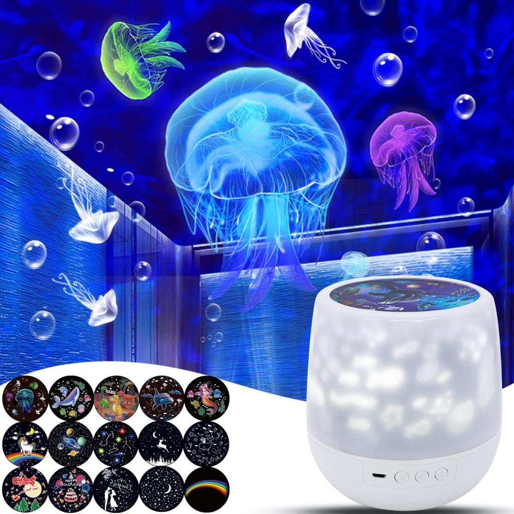 Planetarium with 15 Projection Films for Home Use, Popular and Authentic Designs, Jellyfish, Dolphin, Mermaid, Whale, Unicorn, Dinosaur, Kids' Night