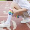 1Pair Girls Thigh High Socks Over Knee Rainbow Stripe Football Socks