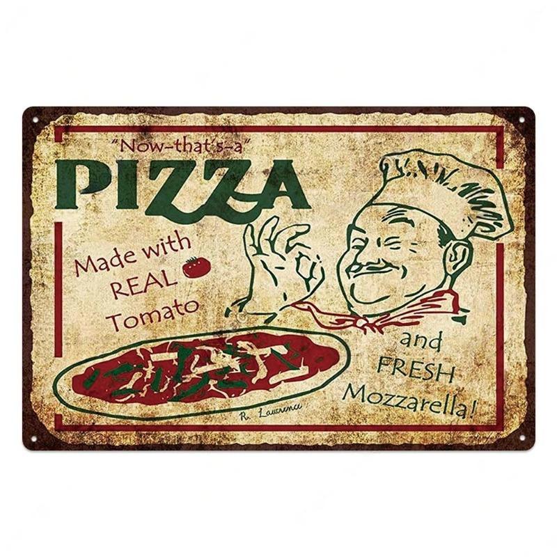 Metal Tin Poster Fast Food Vintage Tin Sign Plaque Metal Retro Plate Hot Dog Poster Wall Decor for Kitchen Cafe Diner Bar