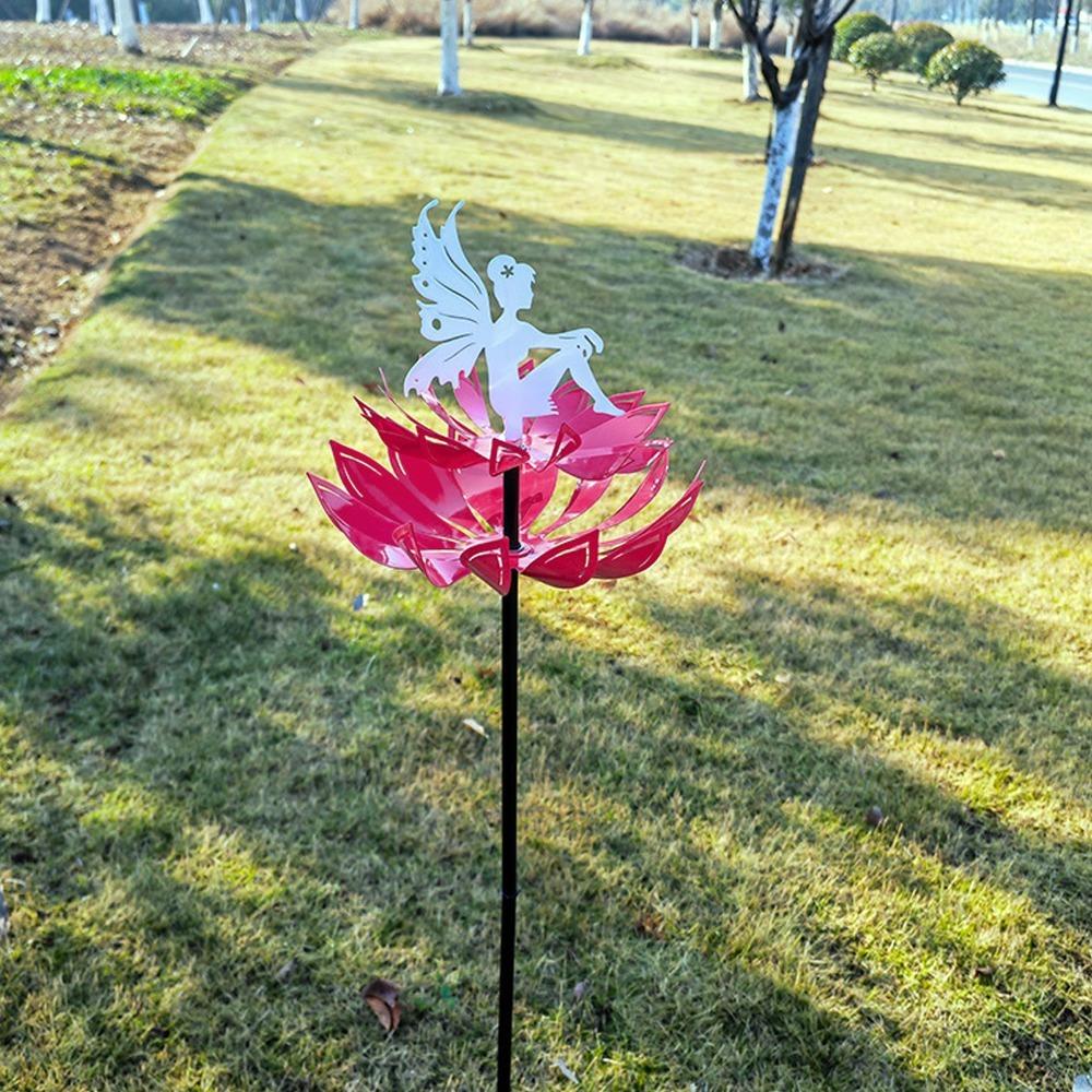 8 Stück Metallpfahl Metallblumen-Skulptur 2 Blumen Garten Hof Dekoration Rasen Terrasse Hinterhof Dekor