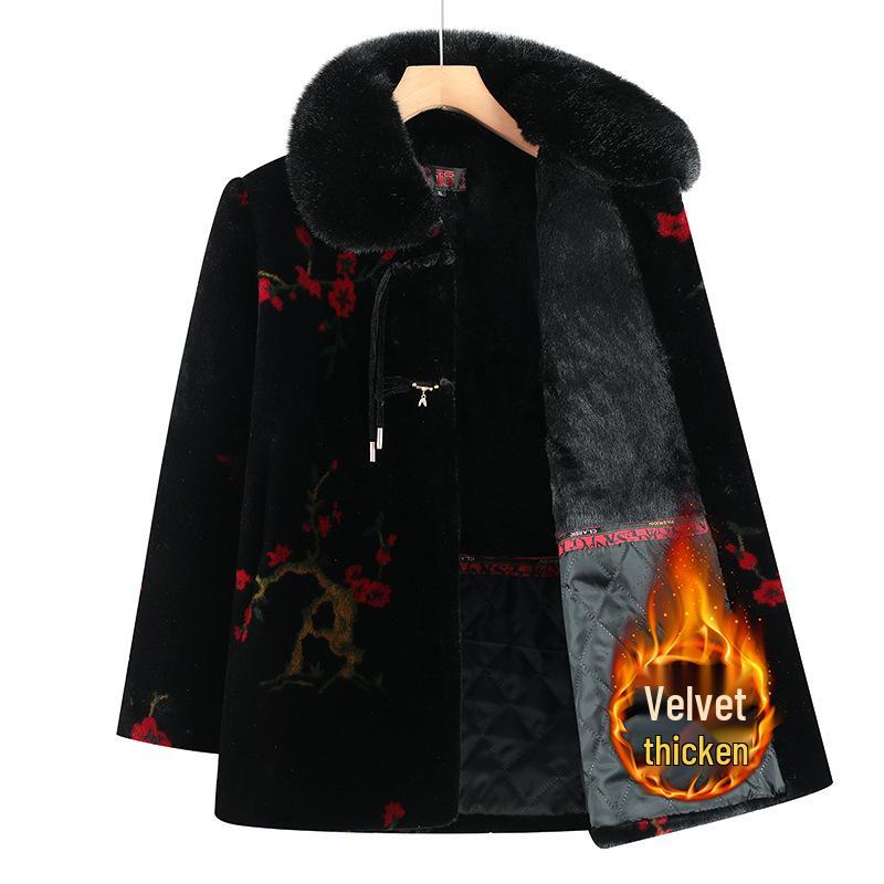

Grandma s Faux Mink Velvet Winter Coat: Mid-Length Fur Collar, Thickened Plus Velvet for Warmth 2XL (105-120 lbs) красный