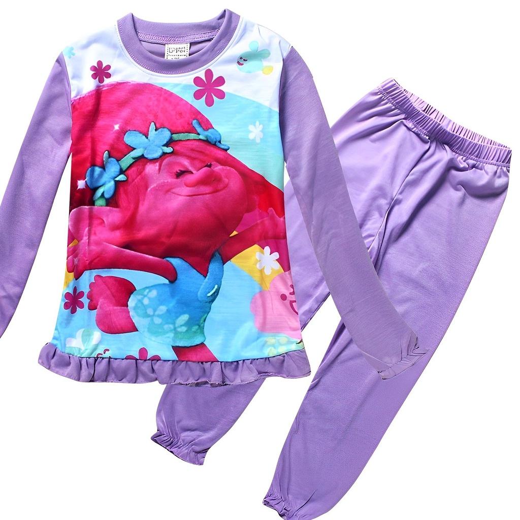 Adorable Trolls Kids Girl Cartoon Winter Sleepwear Pyjamas Tracksuits Nightwear Nightgown
