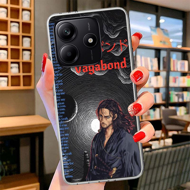 Anime Vagabond Samurai Phone Case For Xiaomi Redmi Note 15 14 13 12 11 10 Pro Plus 14S 12S 11S 11T 11E 10S Soft Fundas Shell Red