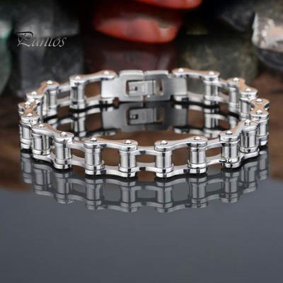 Unisex Bracelet Motorcycle Chain Design Stainless Steel Punk Hip-Hop Style Luster Smooth Wrist Bangle for Various Occasions