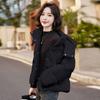Winter 2025 new hooded cropped down cotton jacket women's thickened fashion casual loose pure jacket