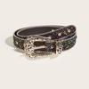 Punk PU Waist Belt Fashionable Heavy Duty Hip Hop Belt Waistband Glinting Belt with Encrusted Glitter