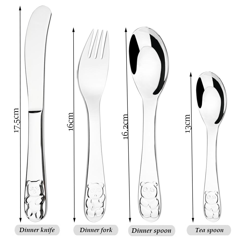 4Pcs/Set 18/10 Stainless Steel Silverware Gift Cartoon Pictures Portable Flatware Dinner Spoon Fork Knife Cutlery Kitchen Home Tableware