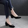 Women's Shoes 2025 Spring New Fashion Pointed Head Shallow Mouth Single Shoes Black First Layer Sheepskin Rhinestone Square Buckle Flat Loafers