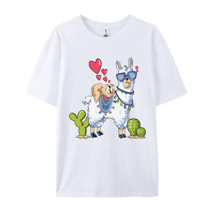 Sloth Riding Llama Valentines Day TShirts Mens Black TShirts Unisex Tops TShirts Funny Print Tshirt S