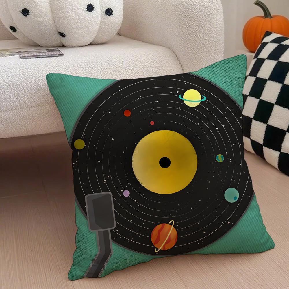 Vintage Vinyl Record Retro Music Cushion Cover Throw Pillow Cover Hidden Button Durable Polyester Chair Cushion
