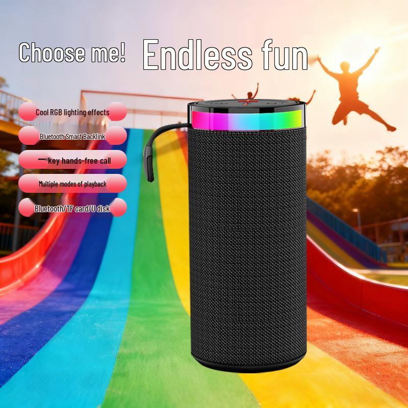 Outdoor Portable TWS Bluetooth Speaker with Colorful Light & Card Insert, Model W17