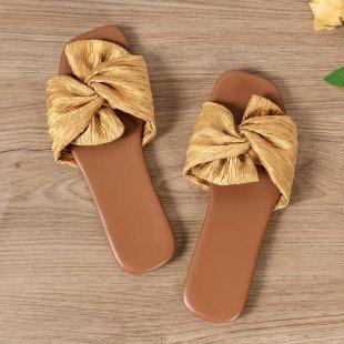 

Women s Spring Summer New Butterfly Bow Outerwear Cool Slippers Simple Comfortable Flat Bottom Lightweight Women s Shoes 36 золотой