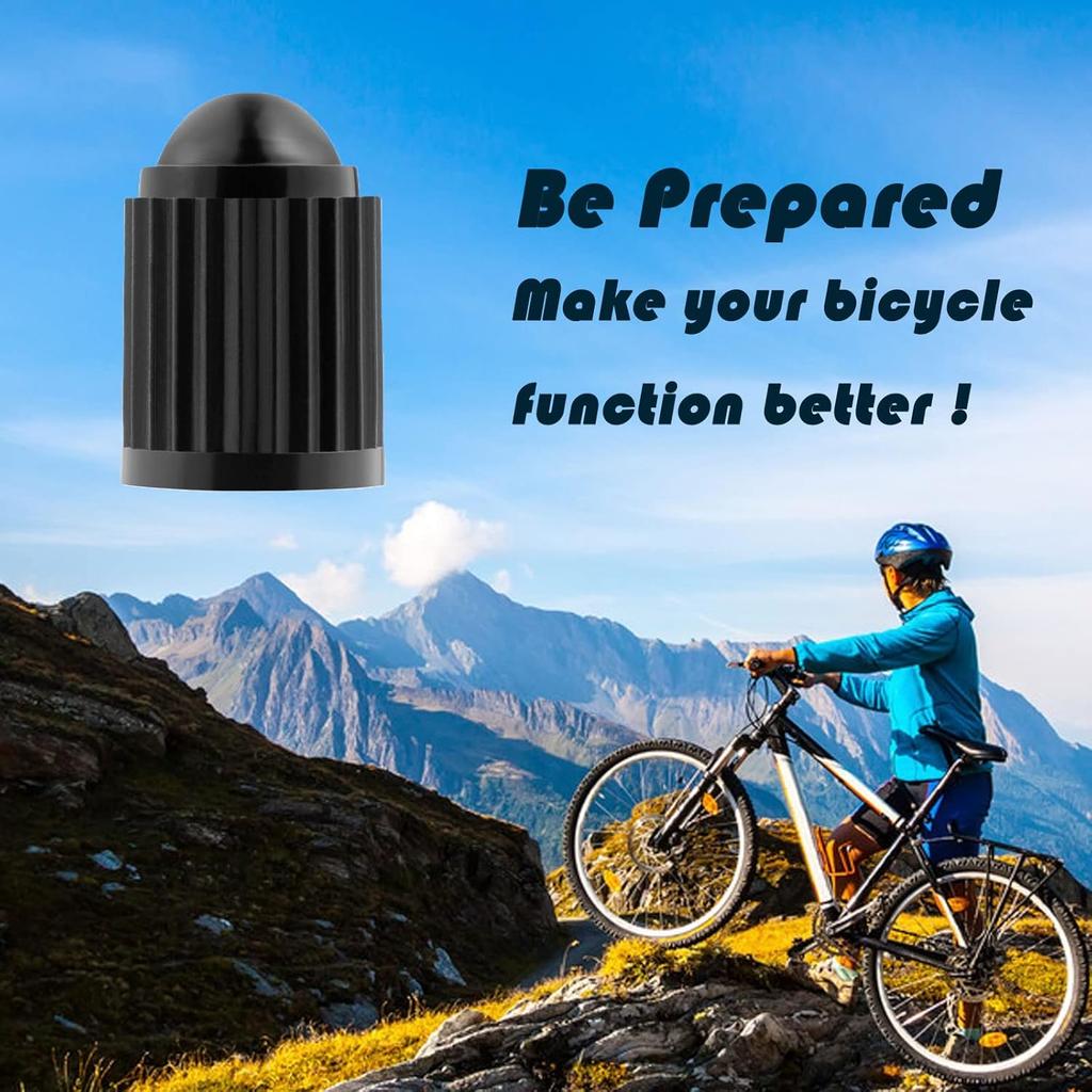 KURAMI Tire Valve Stem Caps 200 Pcs,Black Plastic Valve Caps with Sealing Ring,Valve Stem Caps General for Cars,Bicycles,Motorcycles,Trolleys and
