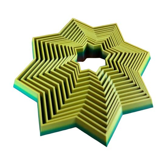 3D Printed Expanded Fidget Star with Handle Fractal Hexagon Sensory Toy