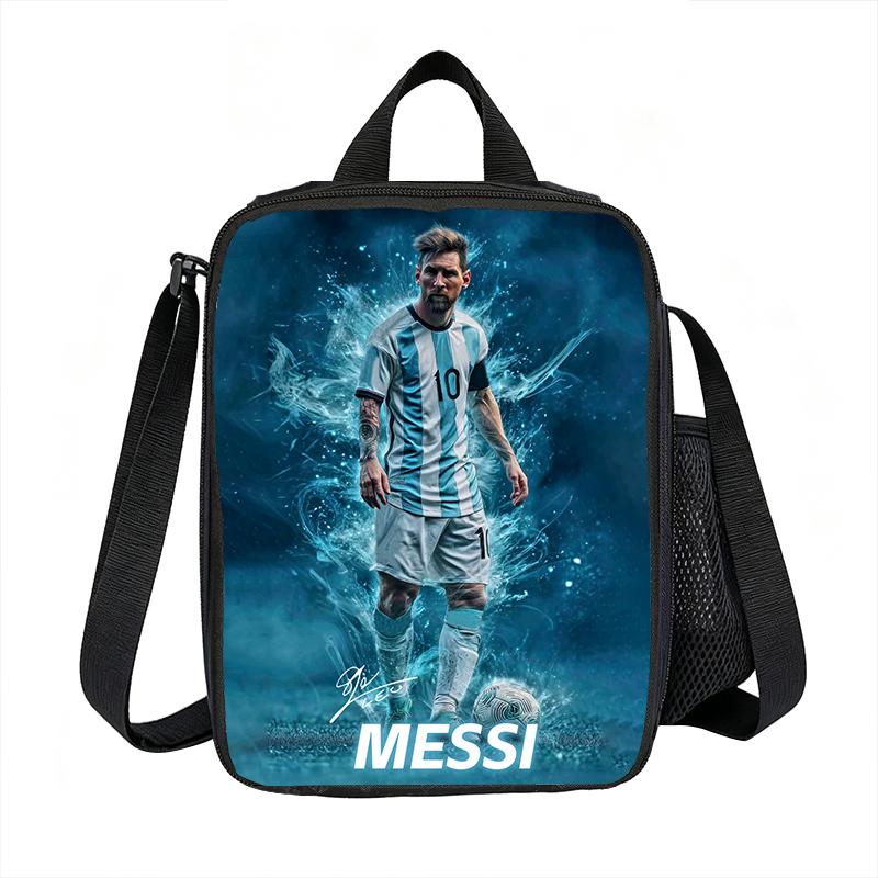 Leer, Reizen Geïsoleerde Lunchtassen M-Messi Thermische Tas Voetbalster Lunchcontainer Lekvrije Tote Lunchbox Voedselopbergzakken