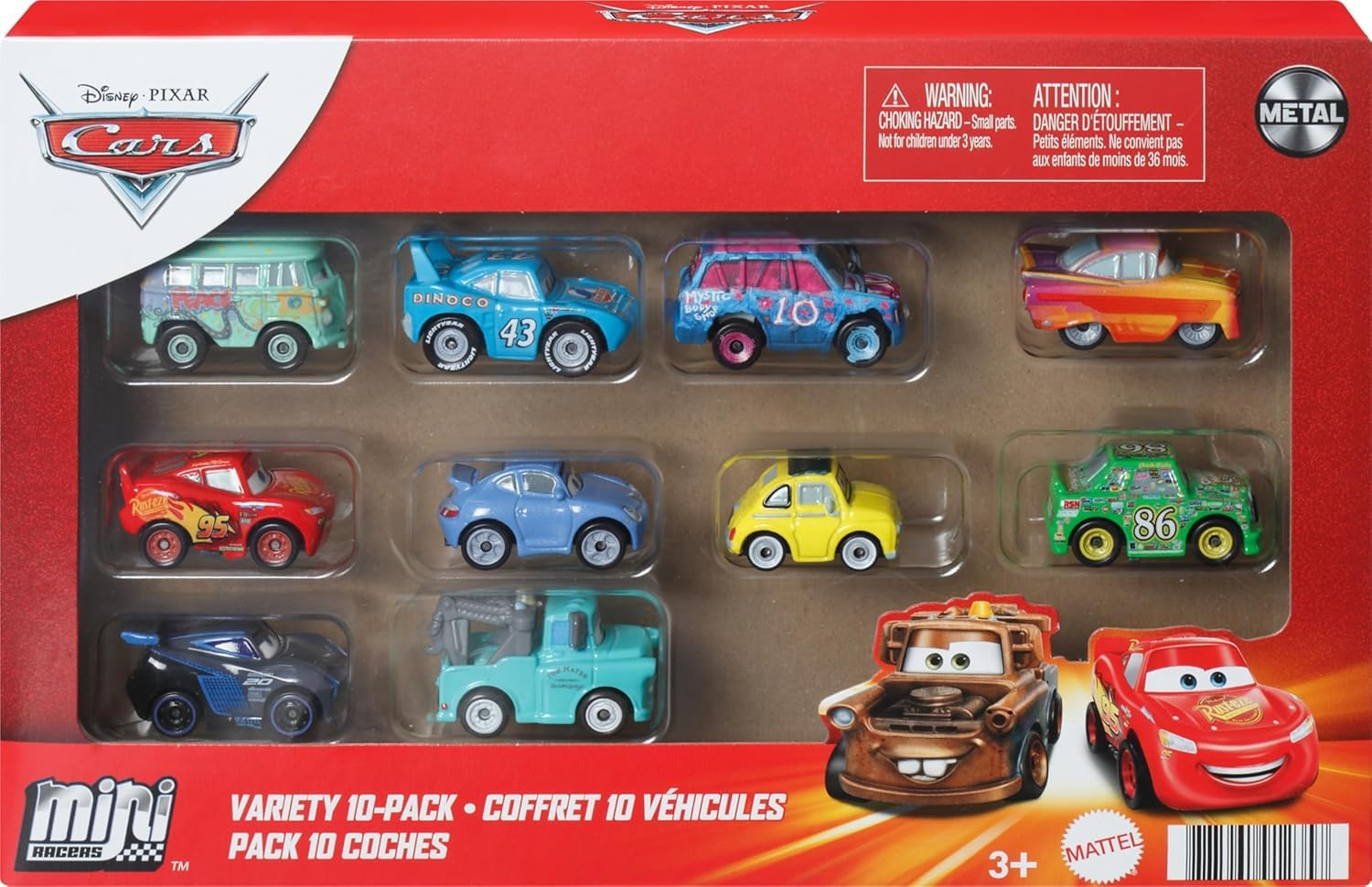 

Disney Pixar Cars Diecast Metal Mini Racer Variety 10 Pack Mini Car Toy Movie Cars Mattel Toys Vehicles [Товар]
