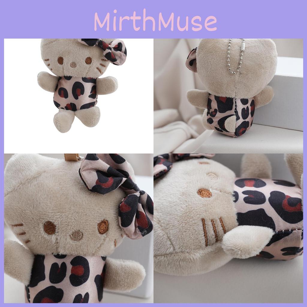 Leopard Print Cat Plush Keychain With Pp Cotton Filling For Girls Bag Decoration