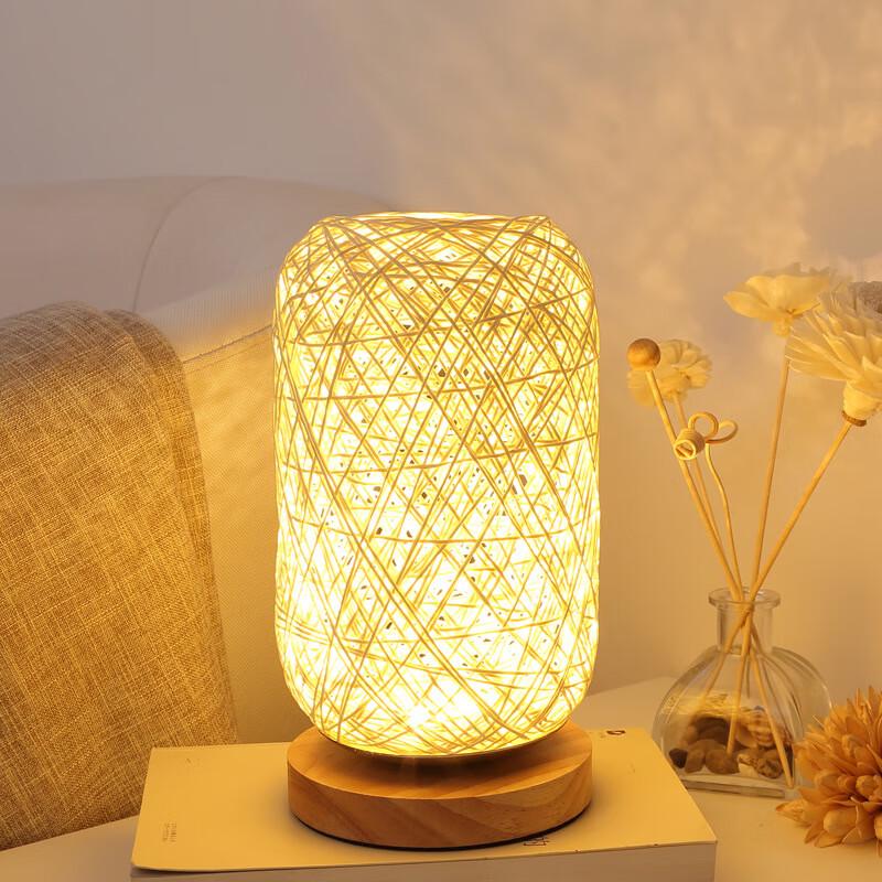 Rechargeable LED Rattan Ball Bedside Lamp