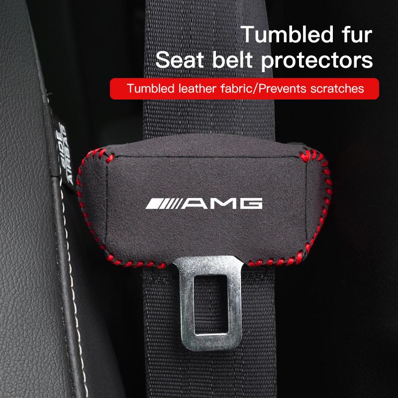 1pc Car Seatbelt Buckle Protector Seat Base Cover Mat Accessories For Mercedes Benz AMG W211 W203 W204 C260 E300L A200L GLA/S/E