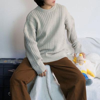 Fashion Solid Color Loose Sweaters Men's Clothing Long Sleeve Autumn Winter Round Neck Vintage Basic Casual Knitted Pullovers