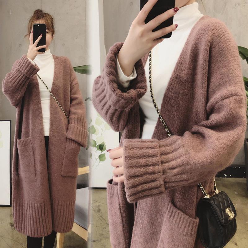 **Korean Style Loose Knit Cardigan for Women - Spring/Autumn 2025 Mid-Length Sweater Coat**