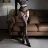 Freeauce Woman Plus Size Fishnets Open Crotchless Pantyhose Knee Thigh High Lace Sexy Stockings With Garter Belt Tights 5Xxxxxl