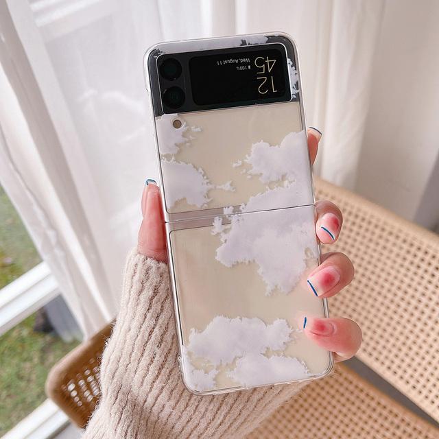 

Женский милый романтический чехол для телефона с розовыми облаками для Samsung Galaxy Z Flip 3 5g, тонкий прозрачный жесткий чехол для ПК Z Flip3 For Samsung Z Flip 3