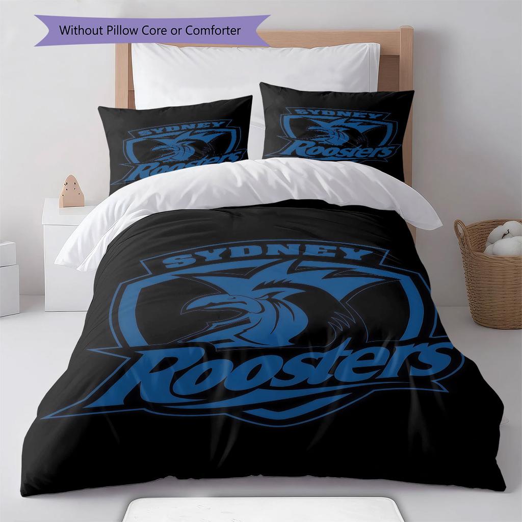 Sydney Roosters Fight Bedding Quilt Set Quilt Cover Pillowcase Home Decoration Birthday Gift (1 * Duvet Cover + 2 * Pillowcase, Without Core)