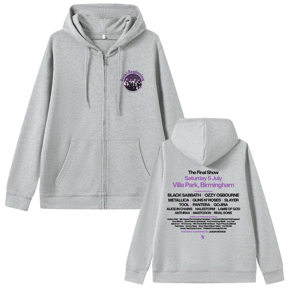 Heavy Metal Rockband Black Sabbath und Ozzy Osbourne Back To The Beginning Reißverschluss-Hoodie Herren Damen Vintage Gothic
