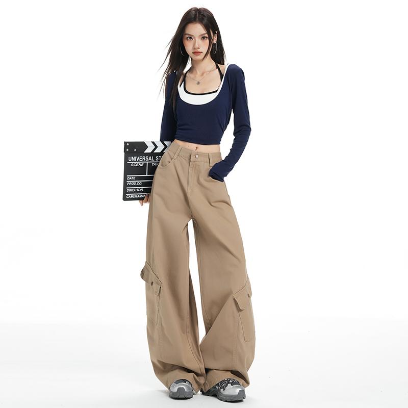 Women's Long Pants, Curved Knife Pants, Versatile And Slimming, Multiple Pockets, Wide Legs, Workwear, Casual Pants