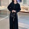 Women's Spring 2026 Black Professional Suit: Popular Two-Piece Set with Straight Wide-Leg Pants and Jacket Top
