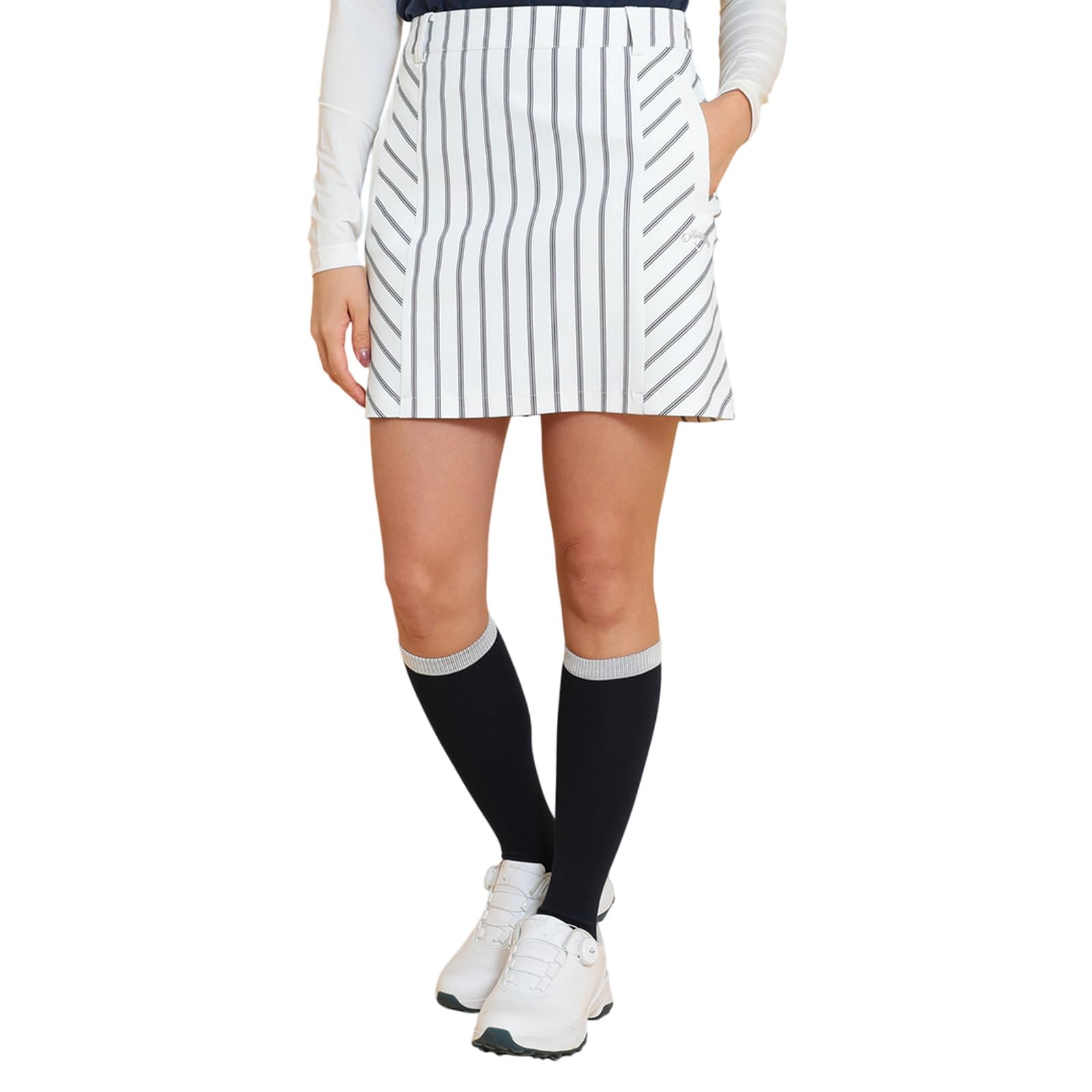 

Callaway Stretch Striped Skirt Size Golf C25128211 1030 Women s 8-Way (White, LL) / /