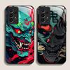 Tempered Glass Phone Case for Huawei Honor 200 100 90 Mate 50 40 Pro Nova 12 11 10 SE P30 P40 5G Japan Ghost Face Samurai Cover
