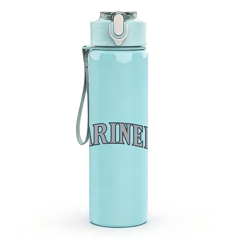 1PC Mariners circular sports logo print 750ml colorful plastic sports water bottle leakproof pop up lid with straw for outdoor work home use