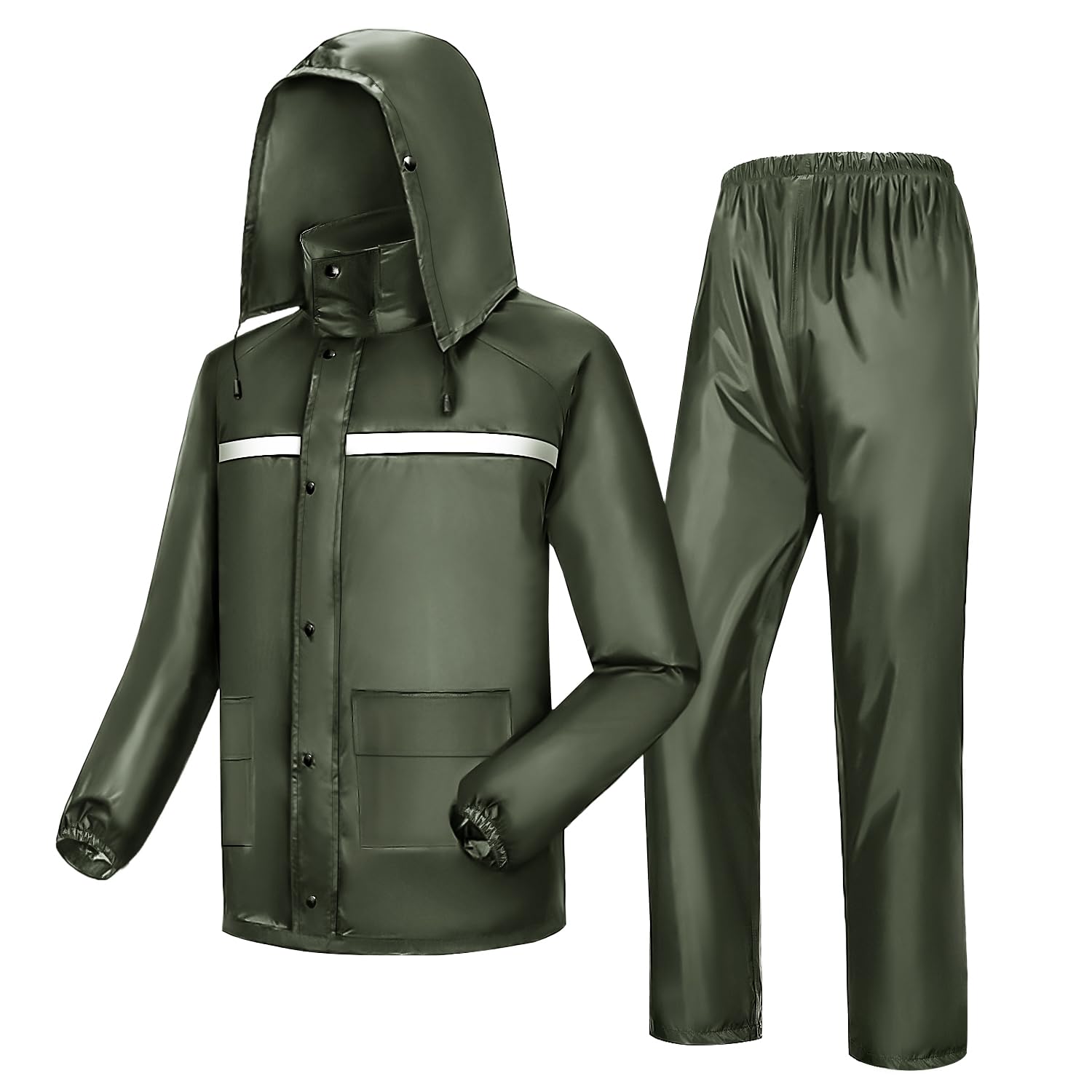 

Комплект дождевика (верх и низ) Размер с дождевым рюкзаком Совместимый Водонепроницаемый Водоотталкивающий Дышащий Сетчатый Дождевой костюм (верх и низ) Дождевик Светоотражающий зелёный