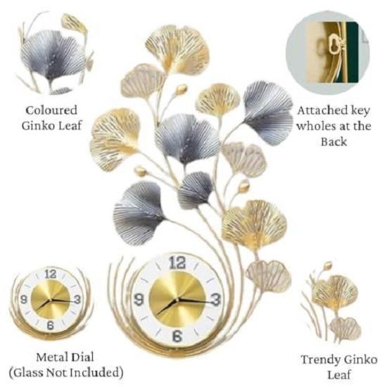 Kovové analogové nástěnné hodiny Velké starožitné dekorativní Domácí interiér Stylové hodinky a Tichý strojek Zlaté do ložnice/obývacího pokoje/