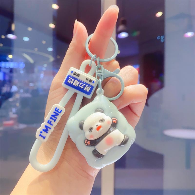 Cute Creative Sleeping Panda Piggy Keychain Bag Pendant Children's Toy Doll Machine Gifts Couple Accessories