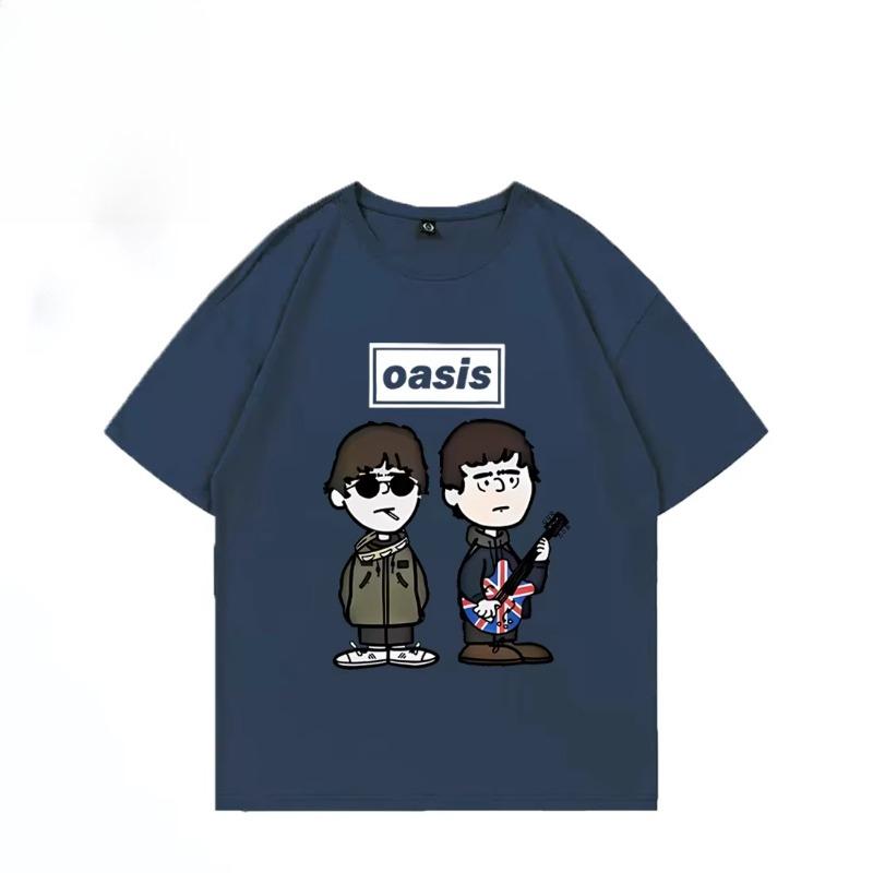 British Rock Band O-Oasis Live 25 Punk T-shirt Men Women's Cartoon Vintage Hip Hop Streetwear Summer Cotton Short Sleeve Top