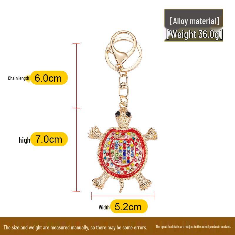 Colorful Rhinestone Sea Turtle Keychain - Creative Animal Pendant