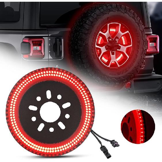 SUPAREE Spare Tire Brake Light Fit For Jeep Wrangler 2007-2017 JK JKU YJ TJ, Plug And Play 4Th Third Brake Light Rear LED Ring Wheel Light, Red