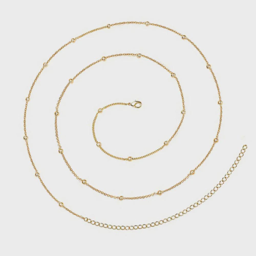European-American Minimalist Punk Stainless Steel Waist Chain with Round Beads - Fashionable Beach Jewelry