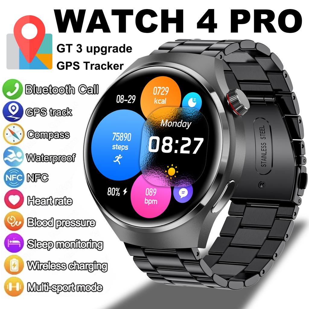 2025 Neue Gesundheits-Smartwatch Herren 360*360 AMOLED-Bildschirm NFC GPS-Tracker Kompass BT-Anruf Herzfrequenz Blutsauerstoff IP68 Sport-Smartwatch