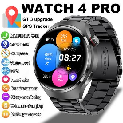 2025 New WATCH 4 Pro Health Smart Watch Men 360*360 AMOLED Screen NFC GPS Tracker Compass BT Call Blood Oxygen IP68 Sport Smartwatch
