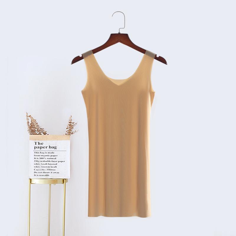 

Женская летняя бесшовная ночная сорочка из ледяного шелка свободного кроя средней длины больших размеров M