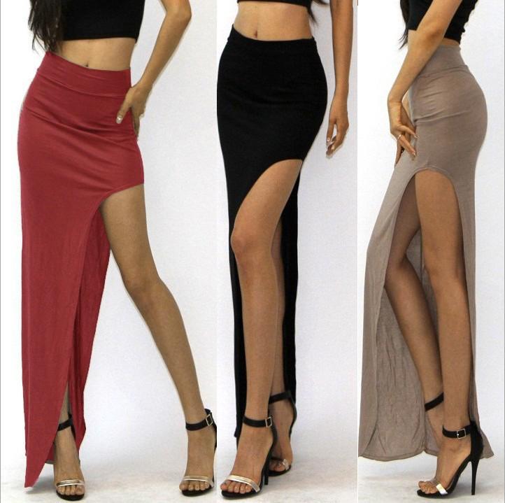 High Waist Sexy Multicolor Side Slit Bodycon Dress