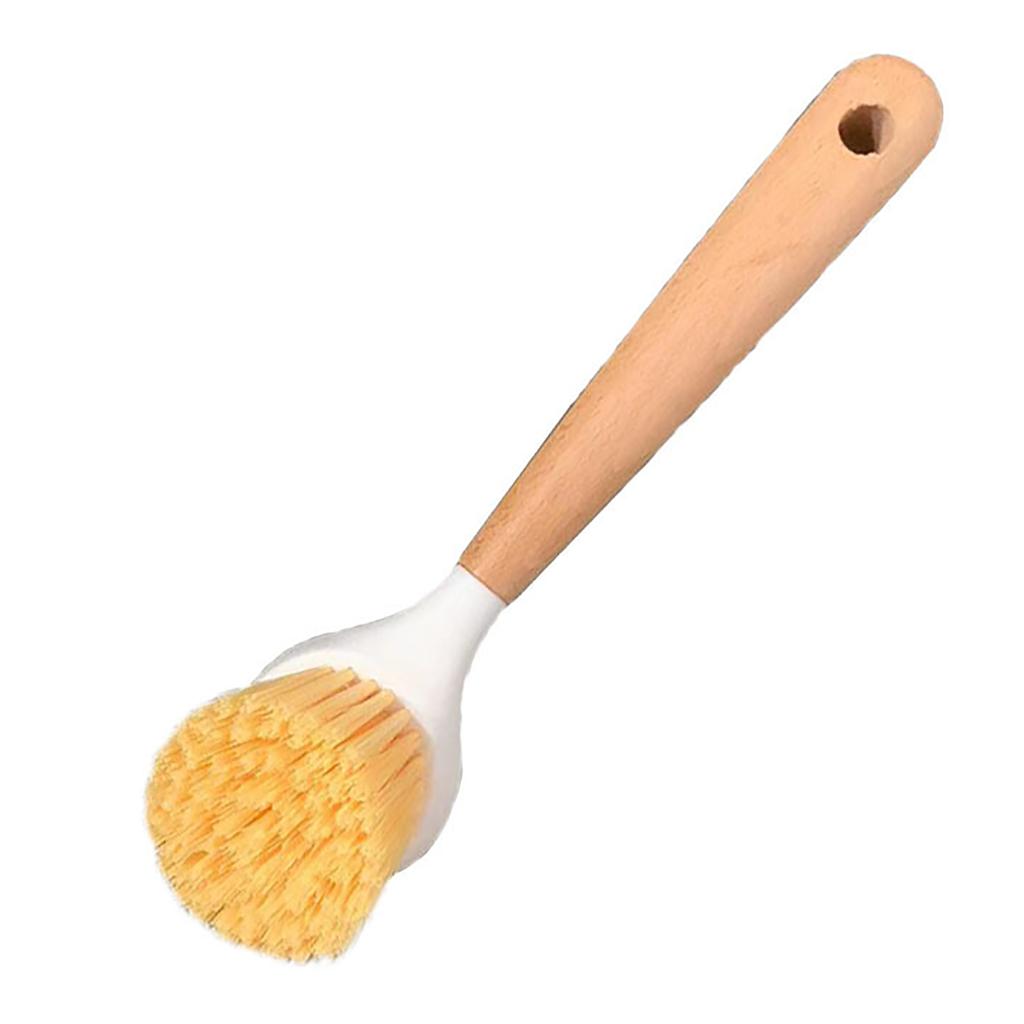 Kitchen Dish Brush with Wood Long Handle Scrub Brushes for Cleaning Dish Scrubber for Sink Pots