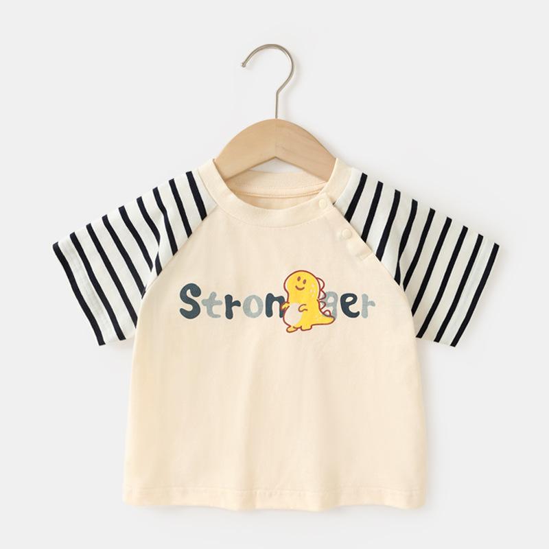 

Одежда для малышей, повседневные футболки с короткими рукавами, летняя одежда для мальчиков и девочек, детские летние топы с половиной рукавов 120cm