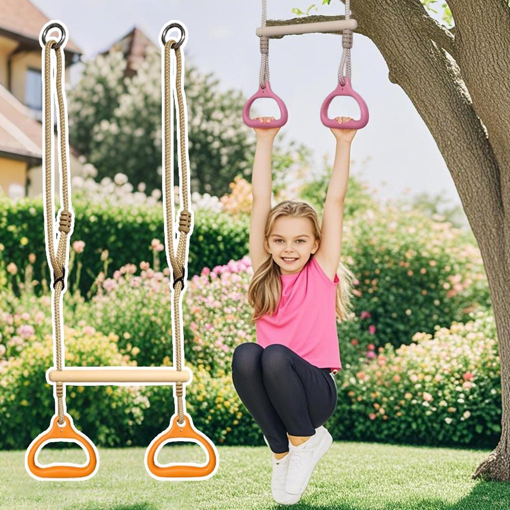 Trapeze Swing Bar Playground Equipment Rings Bar Ergonomic Sensory Rings Game For Children Kids Adults Indoor Playtime Backyard