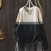 Women's Gradient Color Block Round Neck Cotton Sweater - Casual Korean College Style Knitwear