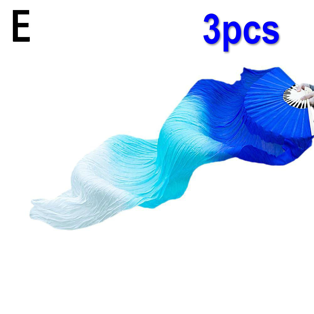 150cm Women Belly Dancing Fan Gradient Color Dancer Practice Long Imitation Silk Fans Dance Props 1PC